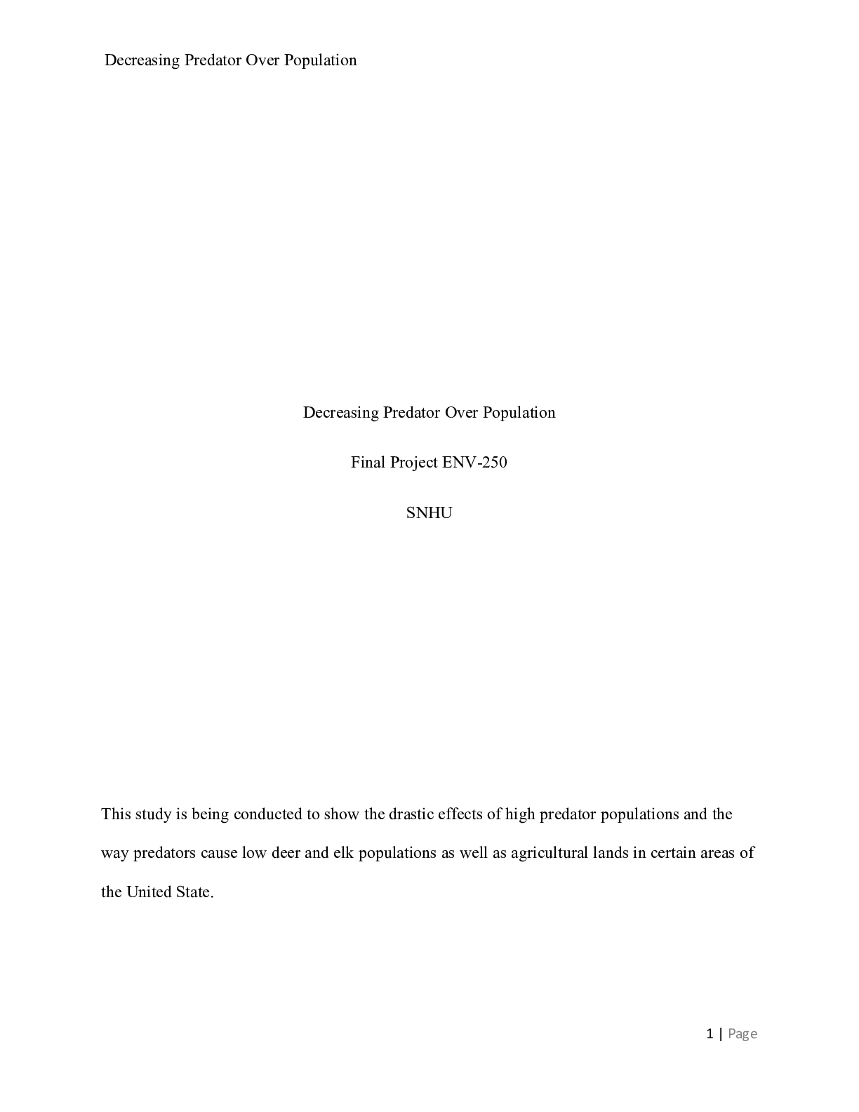 Preview image for ENV 250 Final Project.docx    Decreasing Predator Over Population  Final Project ENV-250